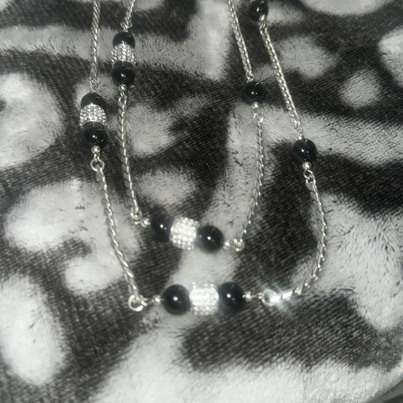 Brighton Black, silver and bling Beaded Necklace - Picture 3 of 7